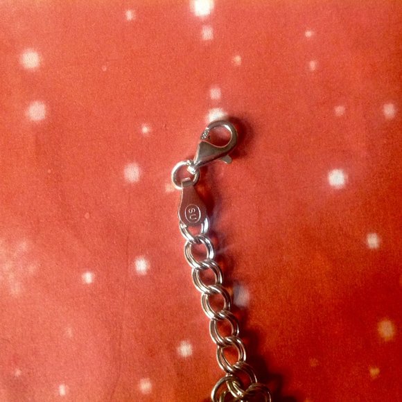 Vintage Hand-made Initial "A" Rhinestone Charm Bracelet 925 Silver Chain - Picture 4 of 4